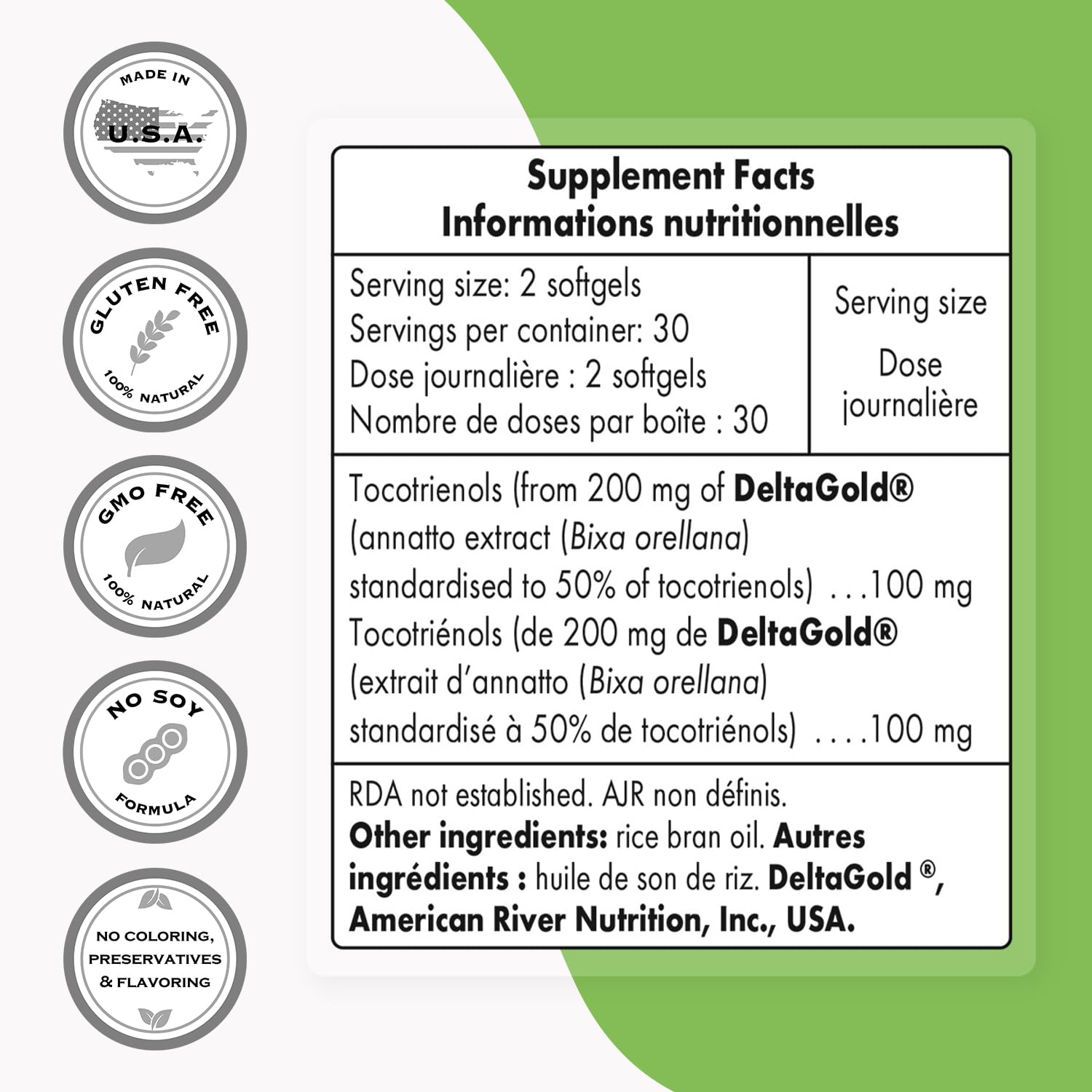 DeltaGold tocotrienols 90-10 mix closeup highlights premium formulation
