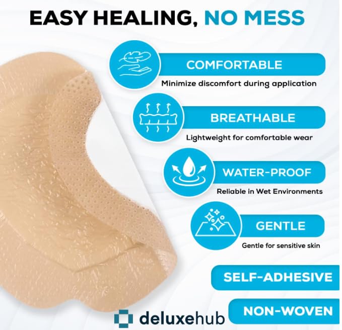 Deluxehub with-border design adheres snugly around the wound area
