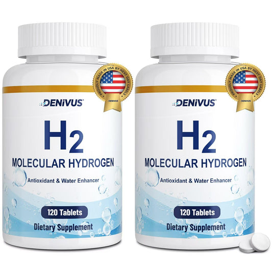 Denivus hydrogen water tablets bottle front for daily hydration support.
