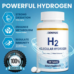Denivus hydrogen water tablets dissolving in water, quick refreshment.