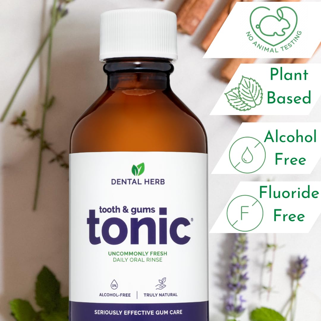 Dental Herb Company glass bottle with ingredients list