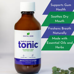 Dental Herb Company herbal blend bottle showcases essential oils