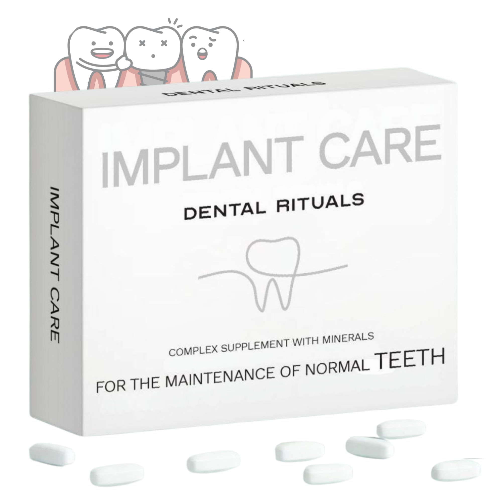 Dental Rituals Implant Care bottle front highlighting bone-supporting formula.
