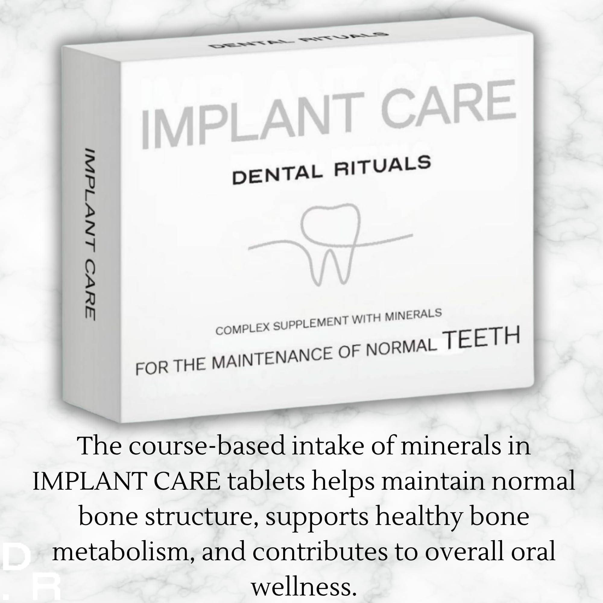 Dental Rituals Implant Care capsules close-up showing soft, easy-to-swallow capsules.