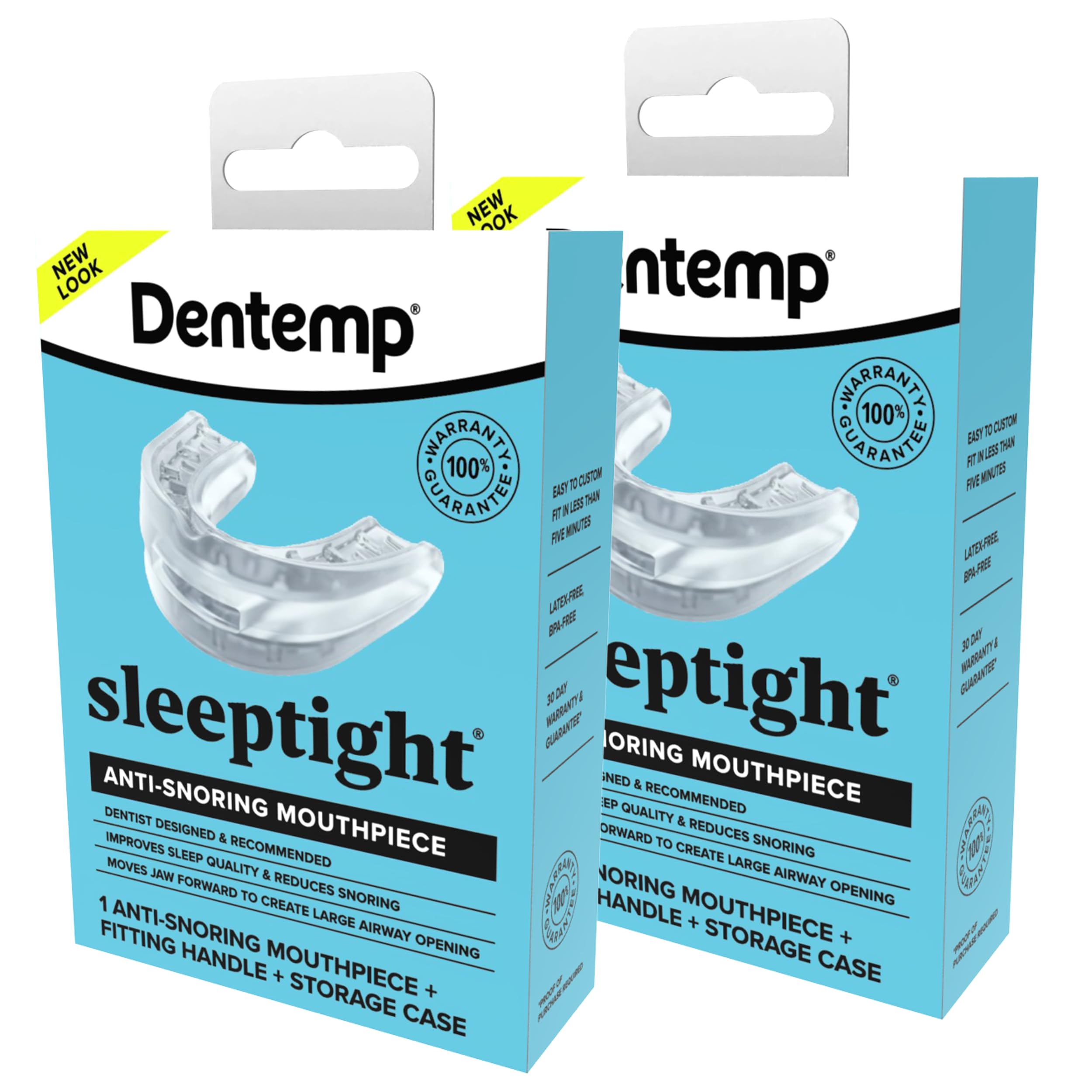 Dentemp SleepTight mouthpiece with custom teeth-fit for secure night comfort.
