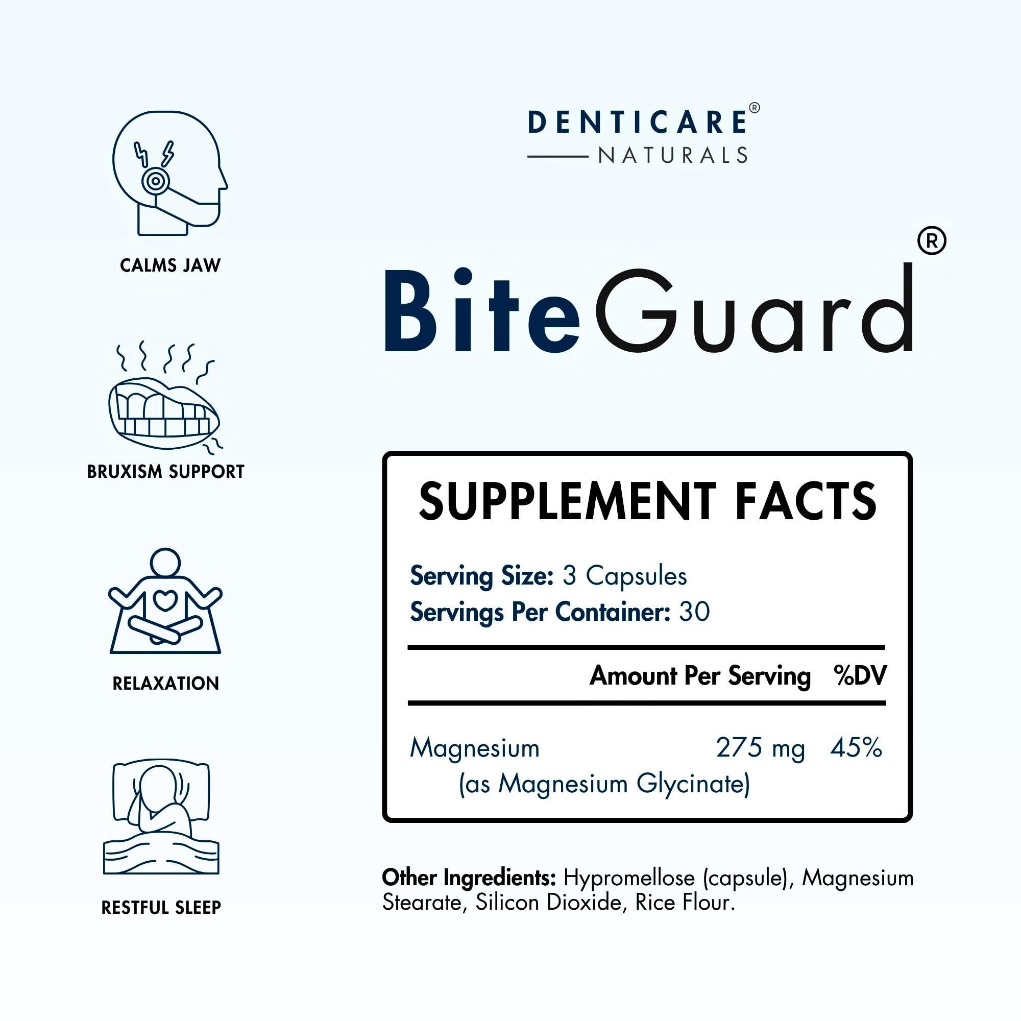 Denticare Bite-Guard magnesium glycinate capsules support deep muscle relaxation