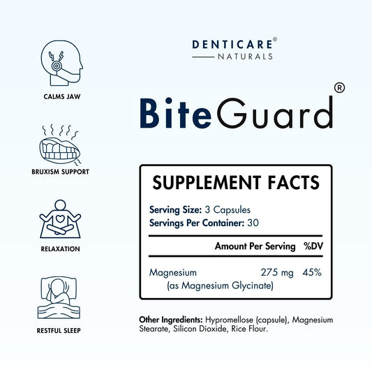 Denticare Bite-Guard magnesium glycinate capsules support deep muscle relaxation