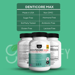 DentiCore Max label details showing dosage and benefits.