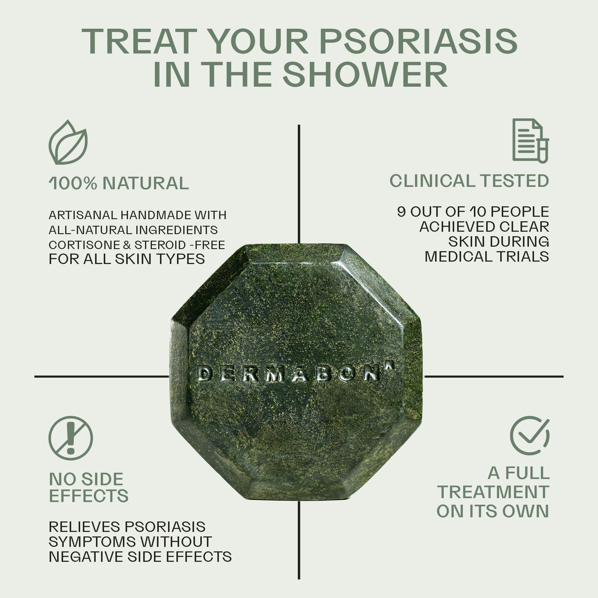 Dermabon coal tar soap bar for eczema, hydrating and soothing daily use