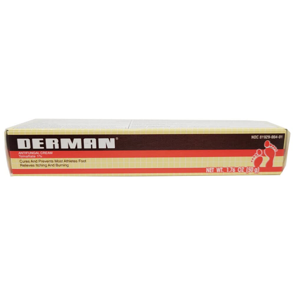 Derman antifungal cream application point demonstrates easy topical use.
