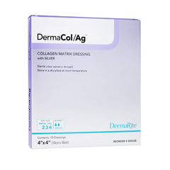 DermaRite Dermacol AG Silver Dressing applied to a 4x4 area, versatile wound care applications.