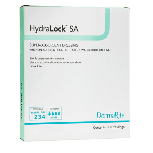 DermaRite HydraLock SA non-adherent layer promotes pain-free dressing changes.