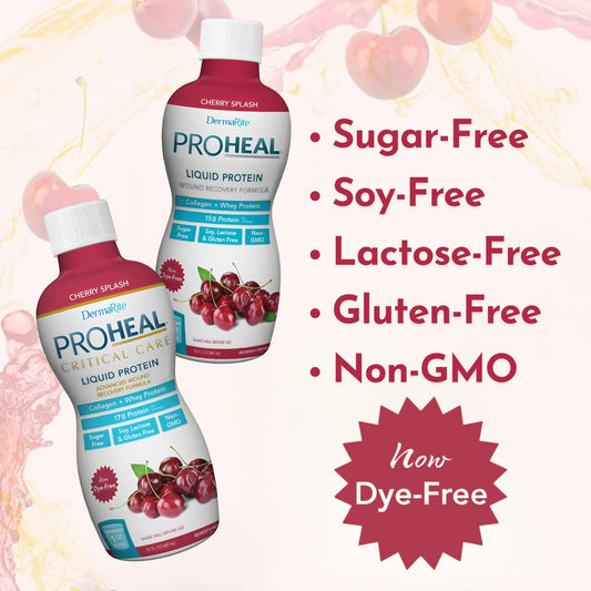 DermaRite ProHeal label close-up highlighting hydrolyzed protein and rapid absorption