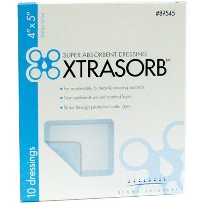 DermaScience XTRASORB 4x5 dressing with nonadhesive backing for easy, gentle changes