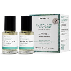 DERMATOOL Extra Strength Toenail Fungus Treatment bottle with clear liquid for fast-acting care.