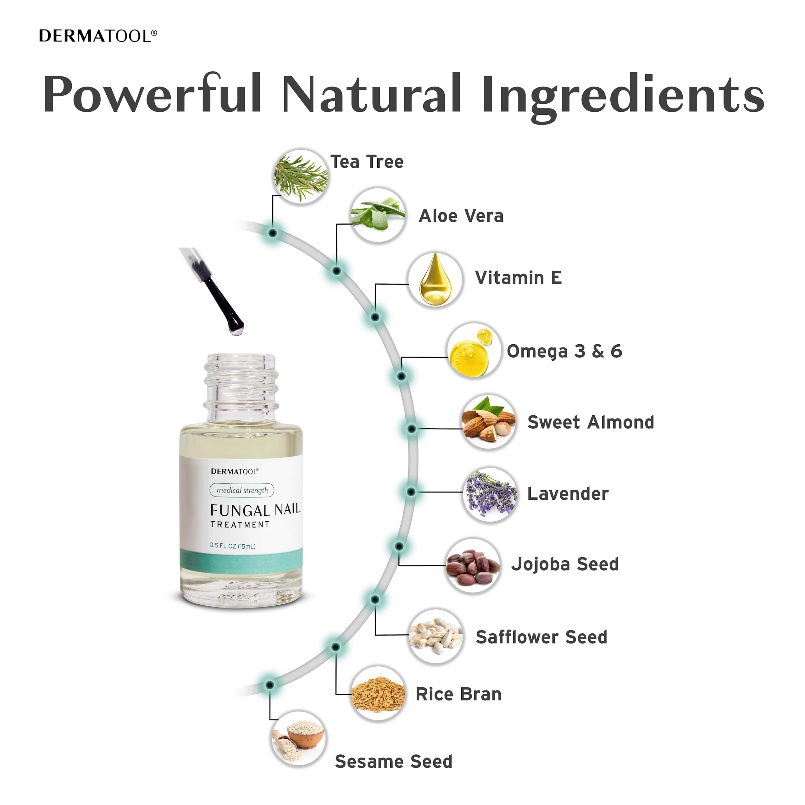 DERMATOOL formula highlights tea tree, vitamin E, and omegas for nourishment.