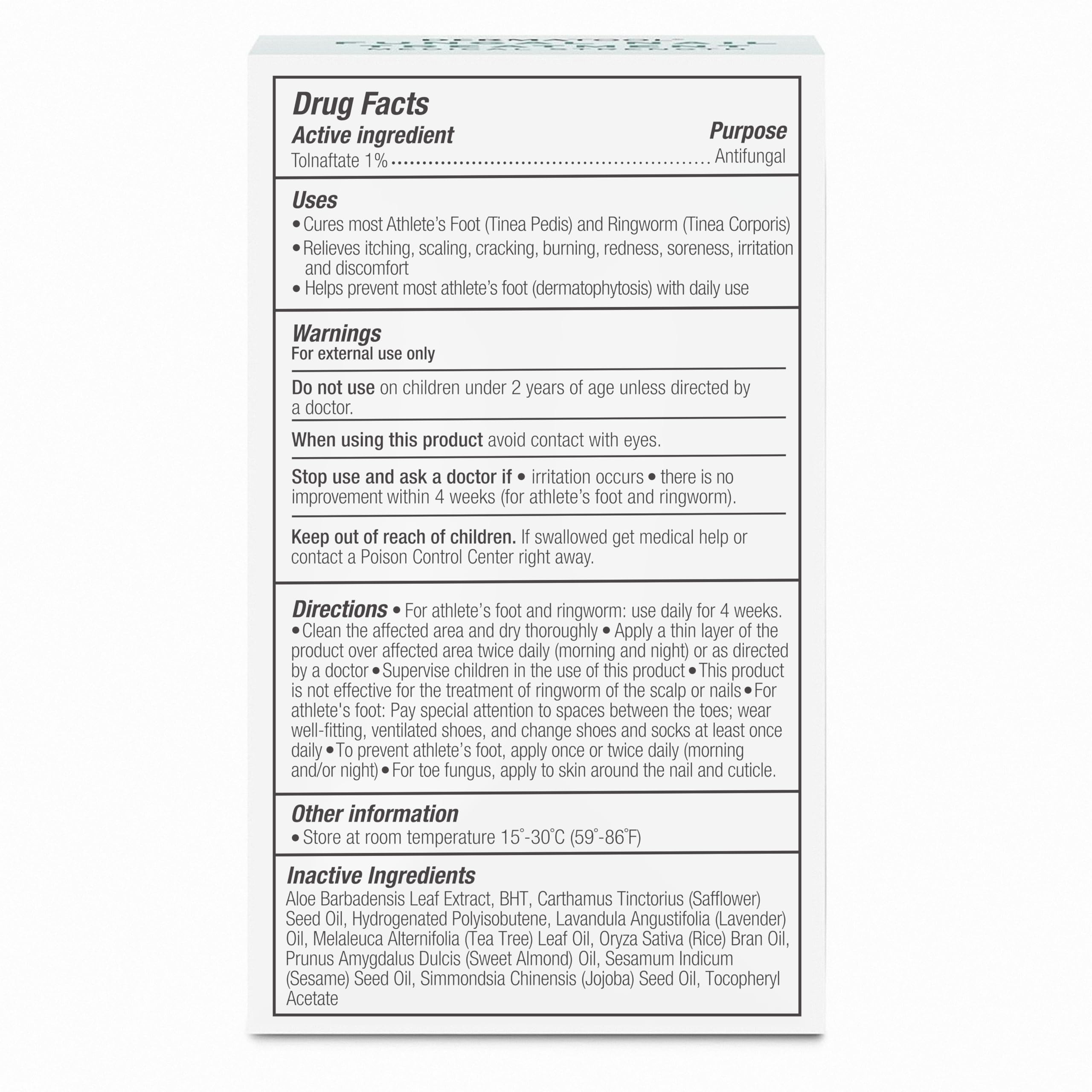 DERMATOOL tolnaftate 1 percent active ingredient signals antifungal action.