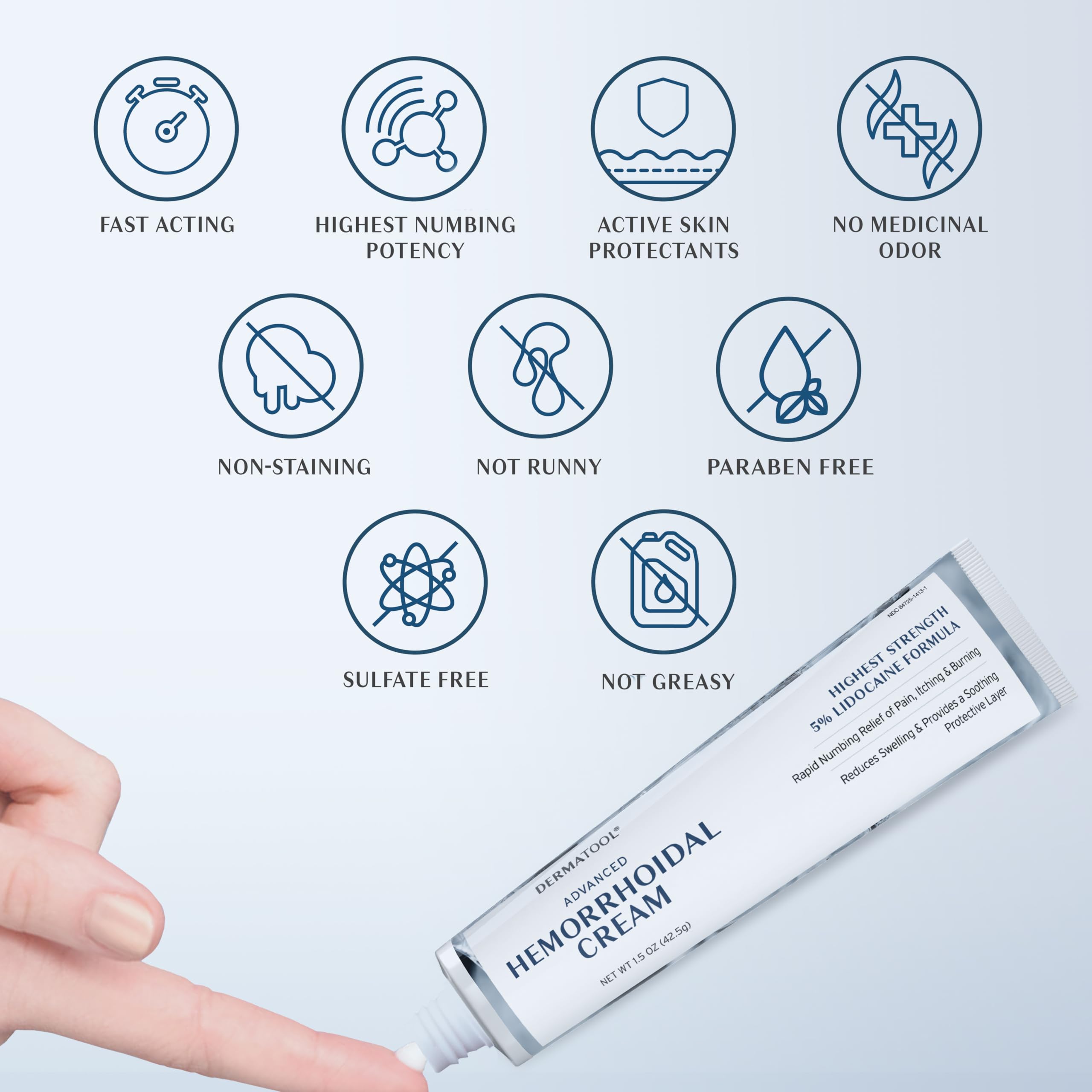 DERMATOOL ingredients lineup showcases aloe, witch hazel, vitamin E, and horse chestnut.