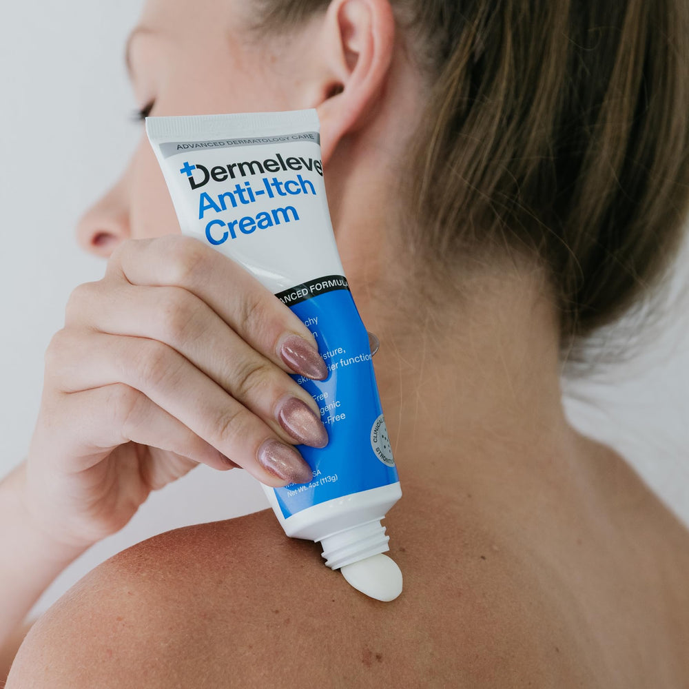 Dermeleve hypoallergenic formula highlighted on label for sensitive skin.