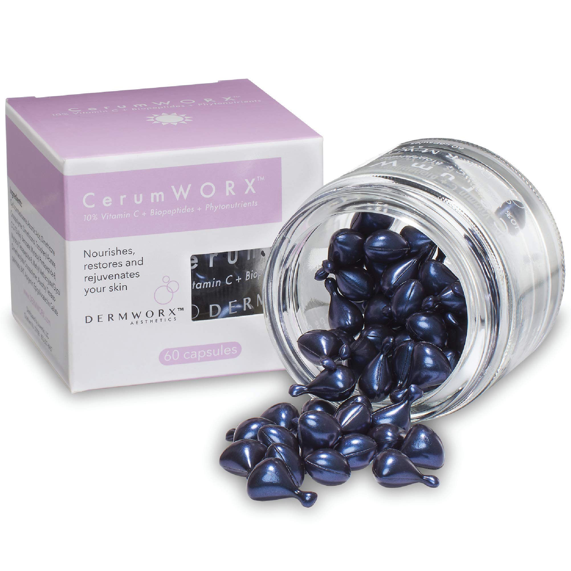 DermWORX CerumWORX Day Serum bottle close-up highlighting vibrant vitamin C potency.