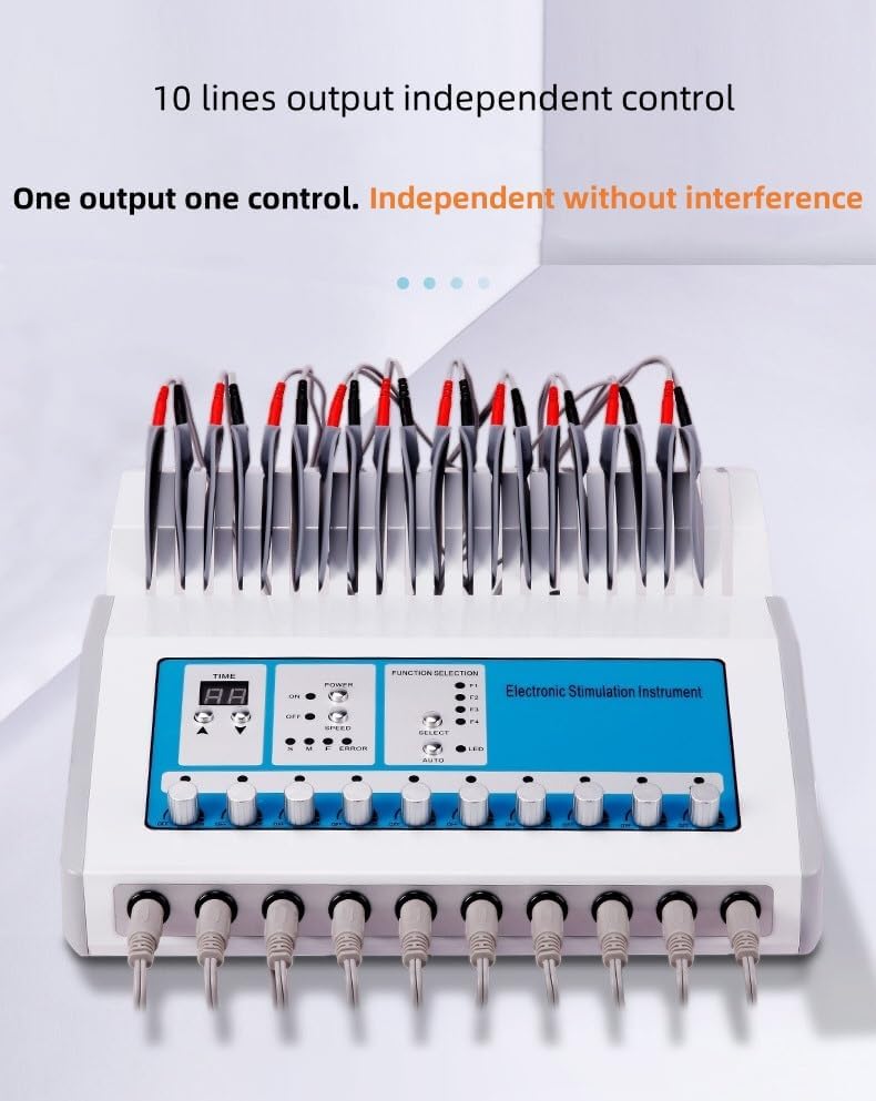 DERUIISSK Meridian Massager back panel showing adjustable power and timing options.