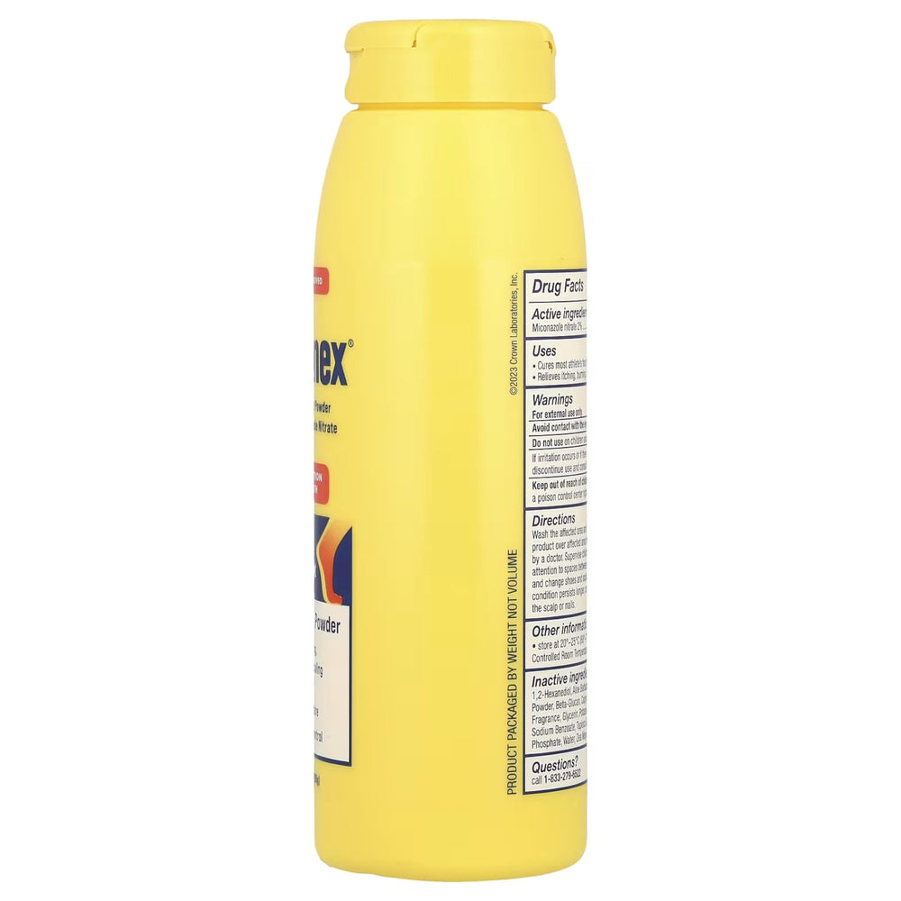 Desenex moisture-absorption powder on skin area promoting a drier feel.