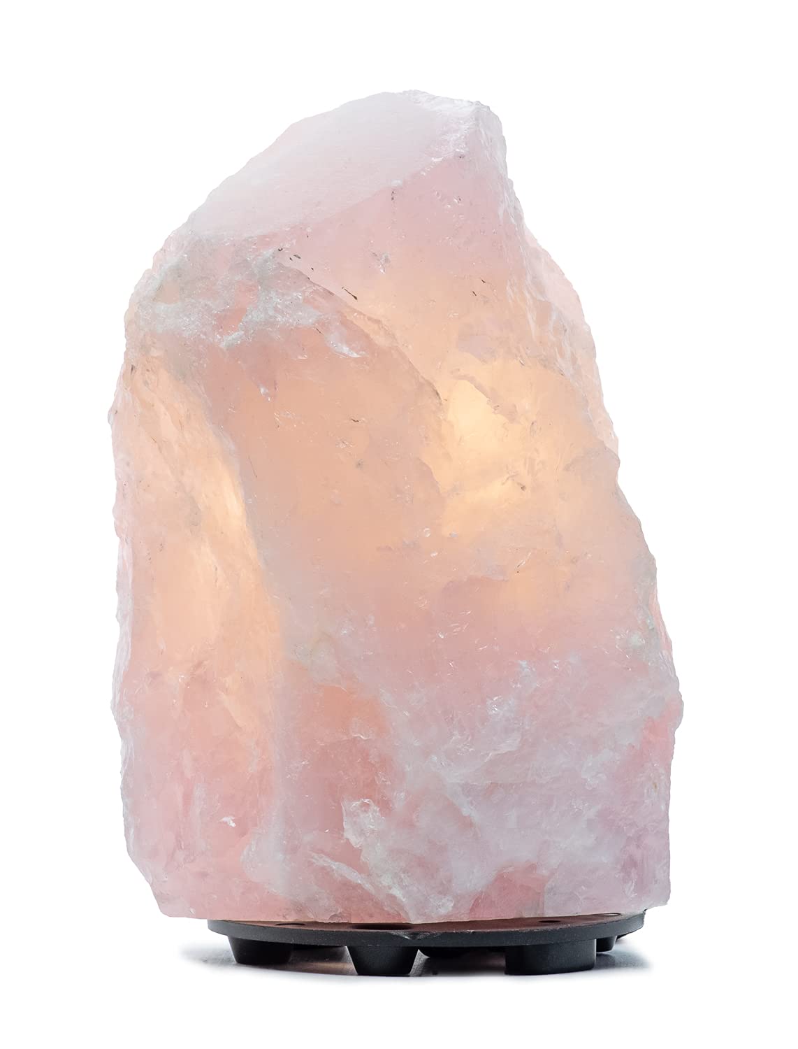 DesertUSA Rose Quartz Lamp base emits warm ambient light for relaxing spaces.