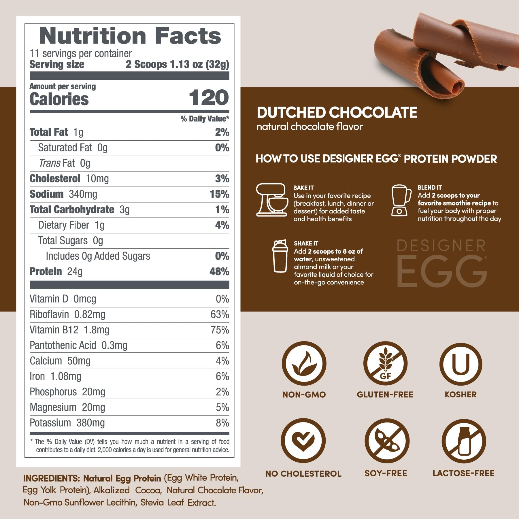 Dutch Chocolate Designer Egg tub on a clean counter with a cup.