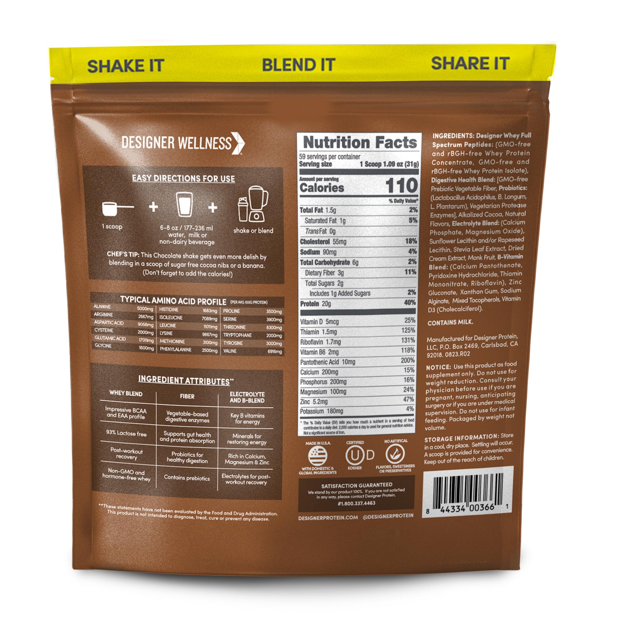Designer Wellness probiotic fiber blend bottle highlighting digestion-friendly nutrition