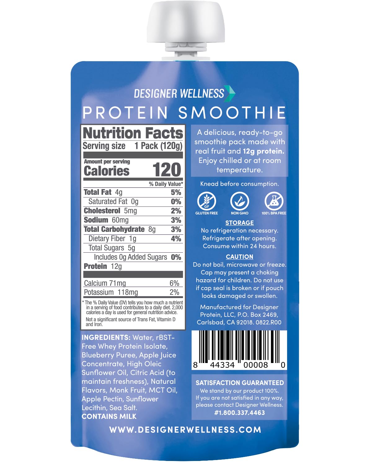 Designer Wellness smoothie creamy texture suggesting yogurt-like consistency for sipping