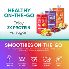 Designer Wellness Protein Smoothie bottle highlights MCT oil for quick energy