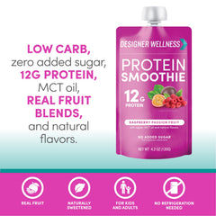 Designer Wellness label close up highlights gluten-free and non-GMO ingredients