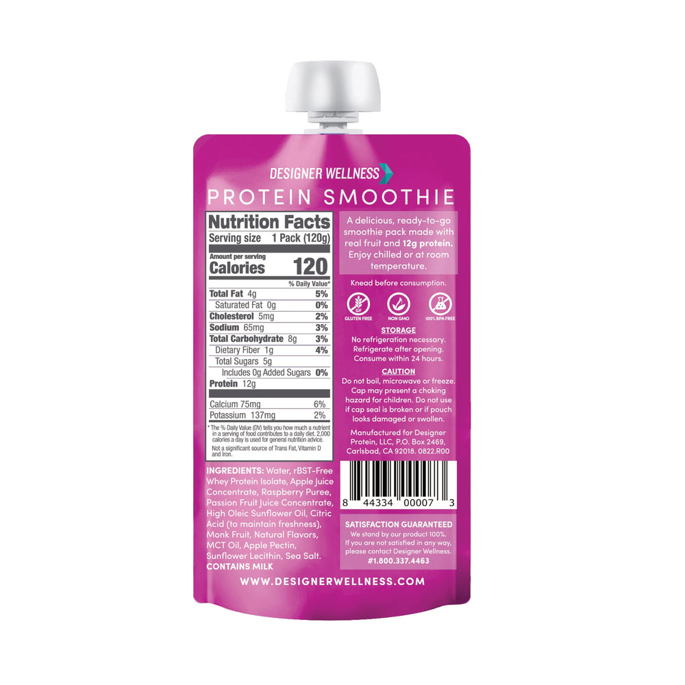 Designer Wellness Protein Smoothie pouch portable no refrigeration needed for busy days