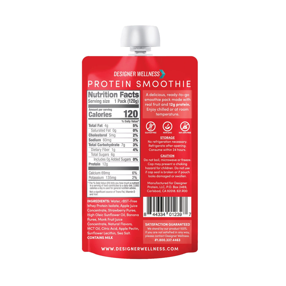 Designer Wellness Protein Smoothie with real-fruit blend highlights natural sweetness.