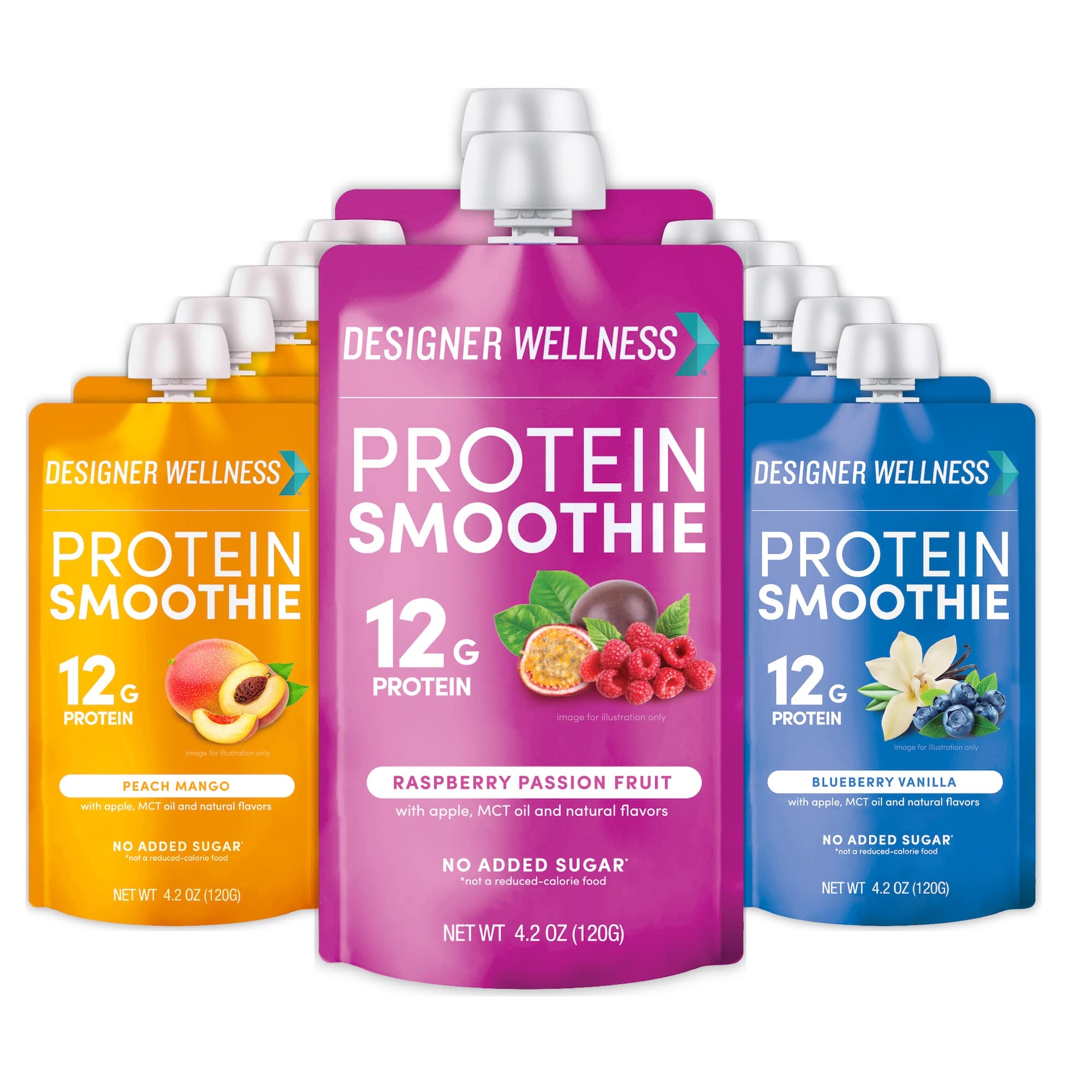 Designer Wellness Protein Smoothie bottle with real fruit boosts energy naturally.