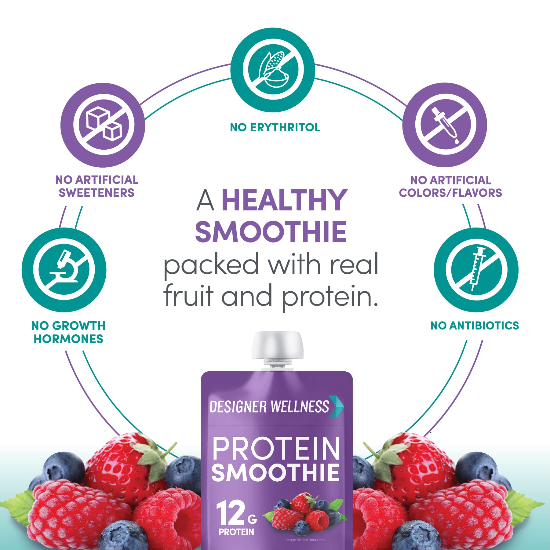 Pourable smoothie texture highlight from Designer Wellness for a creamy, yogurt-like bite.