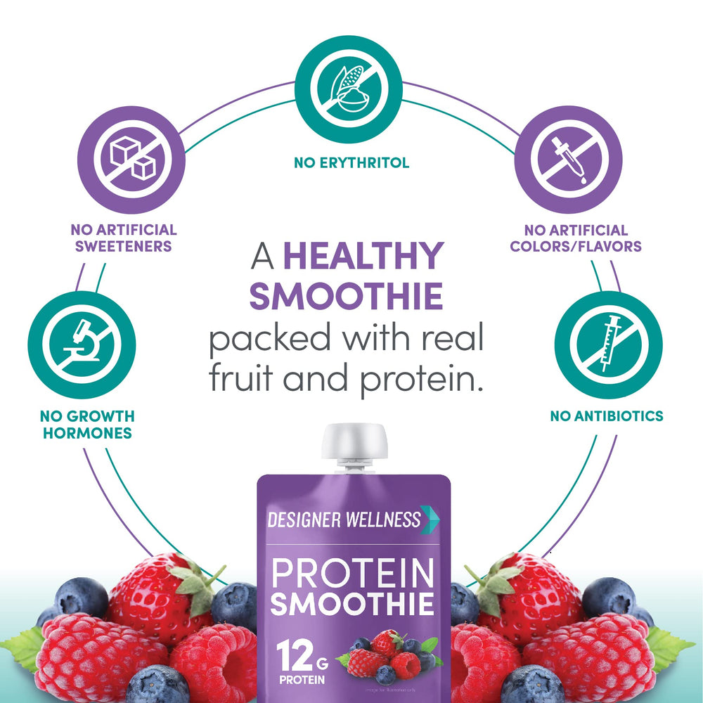 Pourable smoothie texture highlight from Designer Wellness for a creamy, yogurt-like bite.
