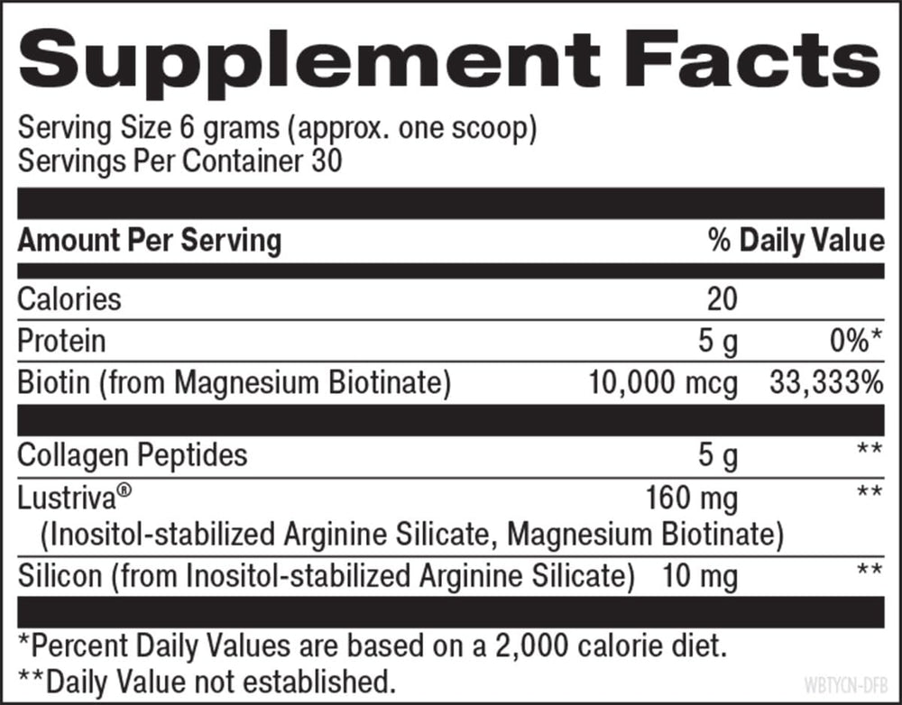 Beyond Brilliance bottle closeup highlighting premium ingredients for hair, skin, and nails
