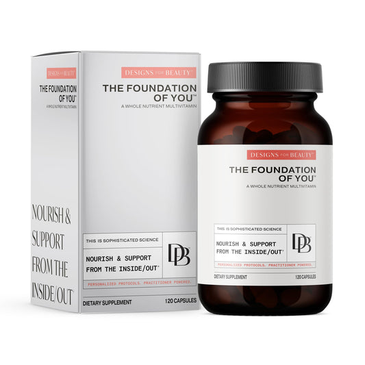 Designs for Beauty The Foundation of You bottle-front showing daily beauty support and balanced nutrition