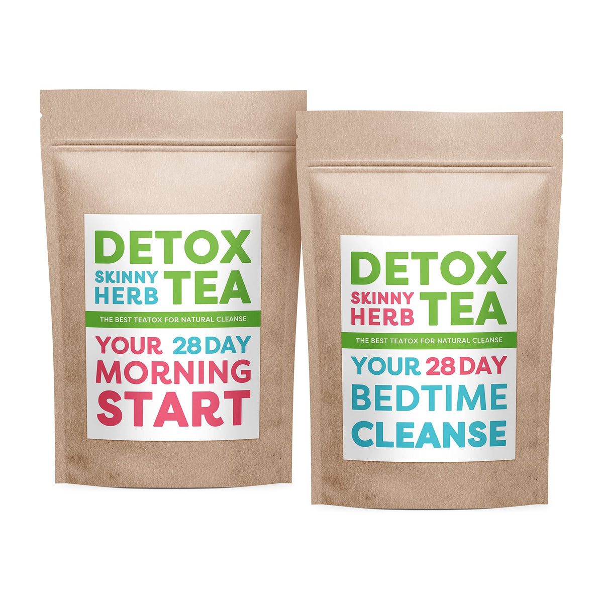 Detox Skinny Herb Tea Morning Start bottle pour boosts natural energy.