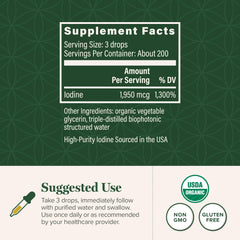 Close-up of Detoxadine iodine drops highlighting clear liquid.