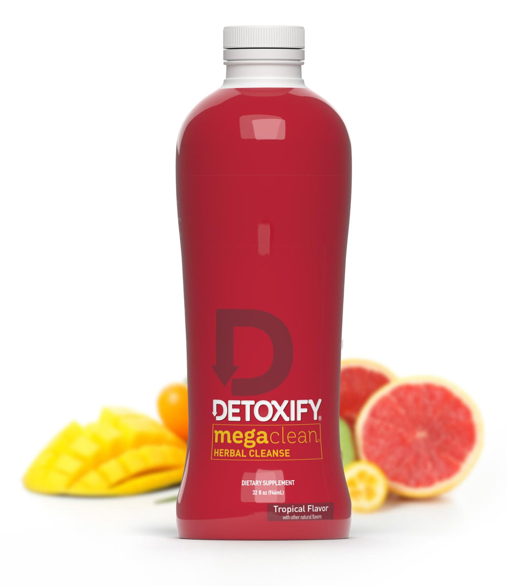 Detoxify Mega Clean tropical bottle ready for a refreshing cleanse.