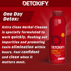 Detoxify Xxtra Clean tropical fruit bottle back label with usage guidance