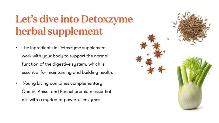 Detoxzyme label detail shows clean-label ingredients and non-GMO formulation