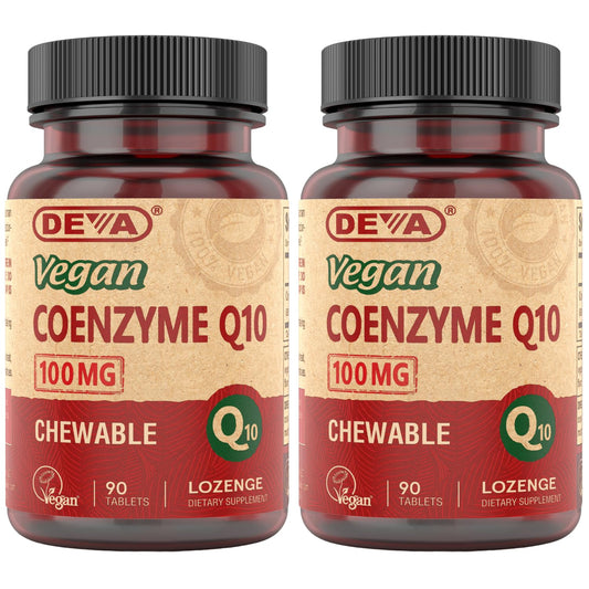 DEVA CoQ10 100mg chewable bottle front for daily energy support
