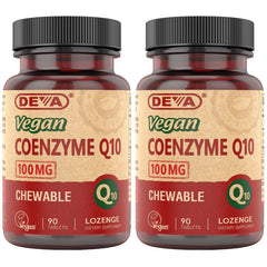 DEVA CoQ10 100mg chewable bottle front for daily energy support