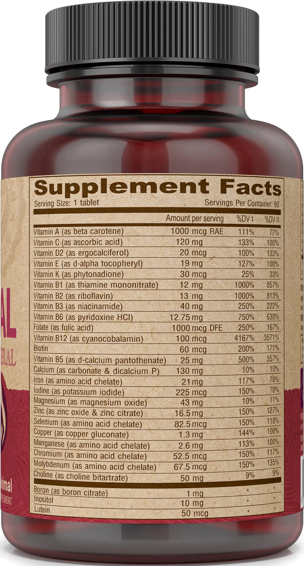 DEVA Prenatal bottle label displays 90 coated tablets per bottle