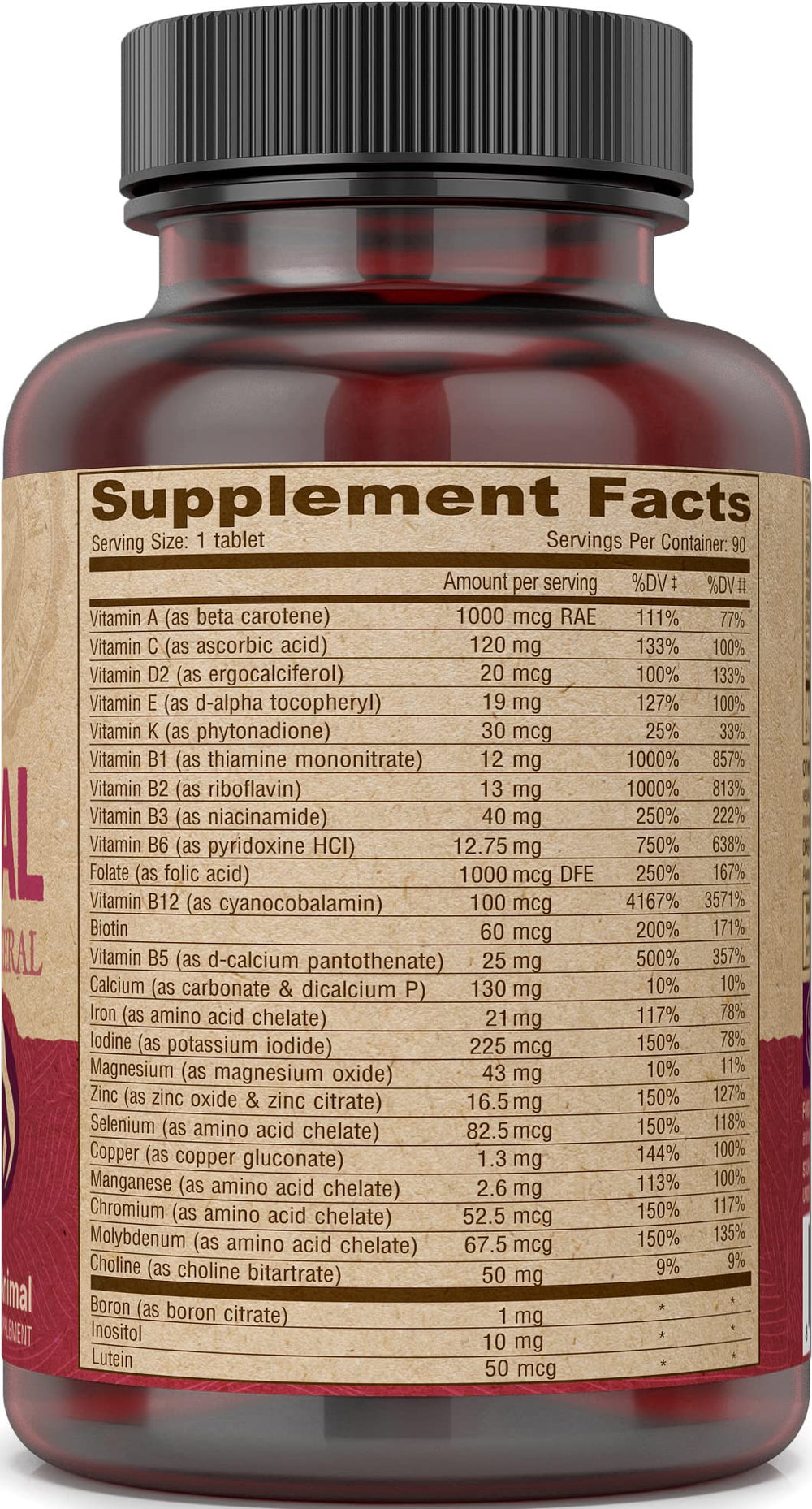 DEVA Prenatal bottle label displays 90 coated tablets per bottle