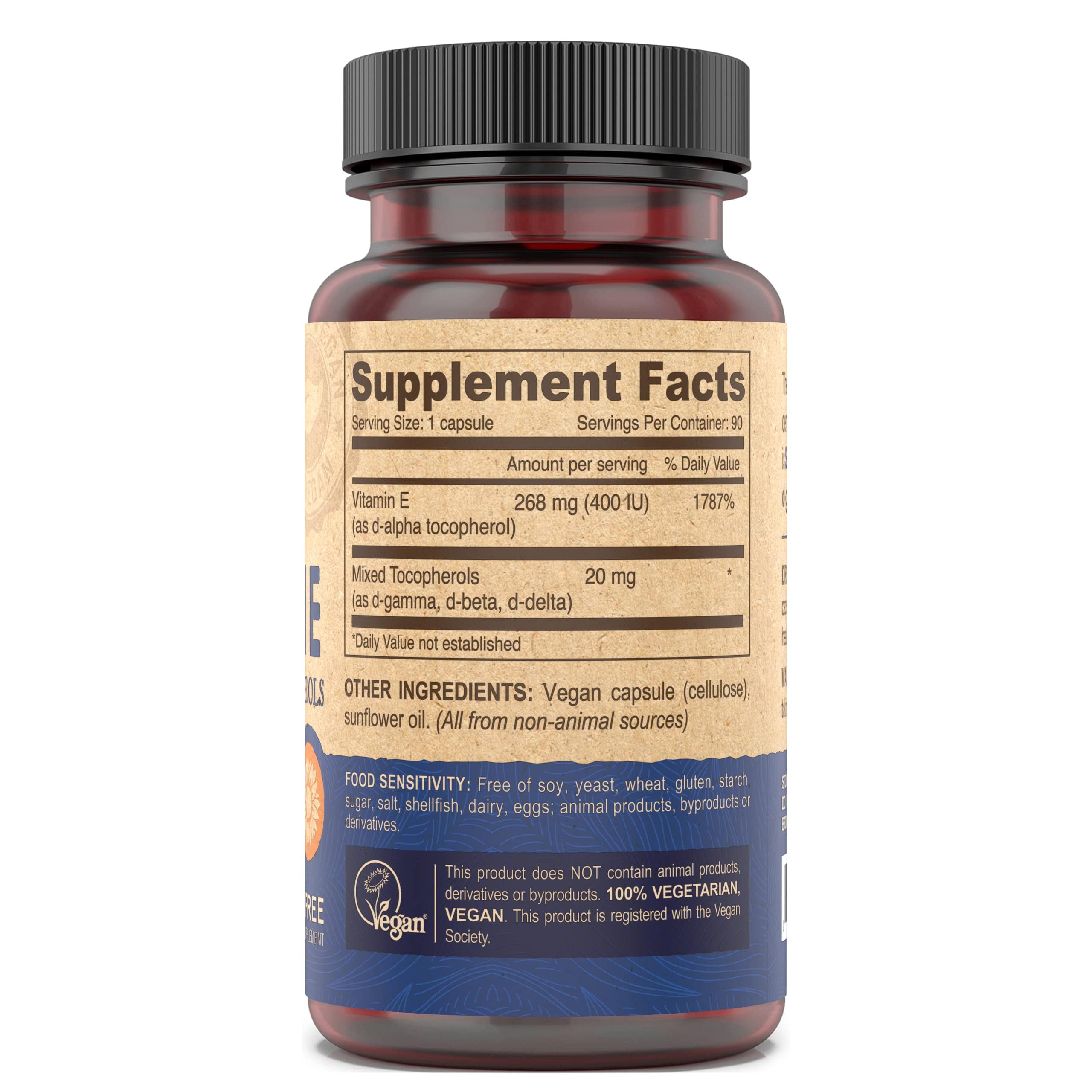 DEVA soy-free Vitamin E capsules suitable for soy sensitivities.