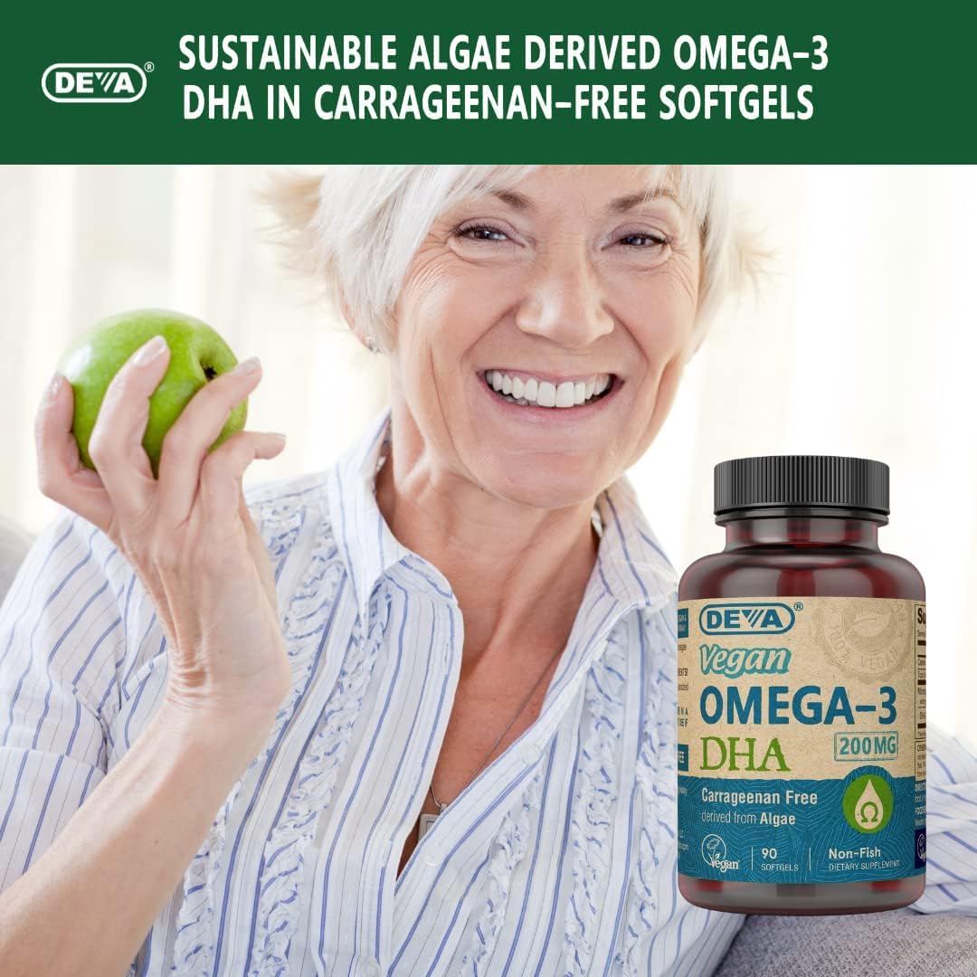 Pack of two bottles supports convenient daily DHA routine with DEVA softgels.